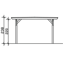 Technische Zeichnung einer Holzpergola mit Höhenangabe