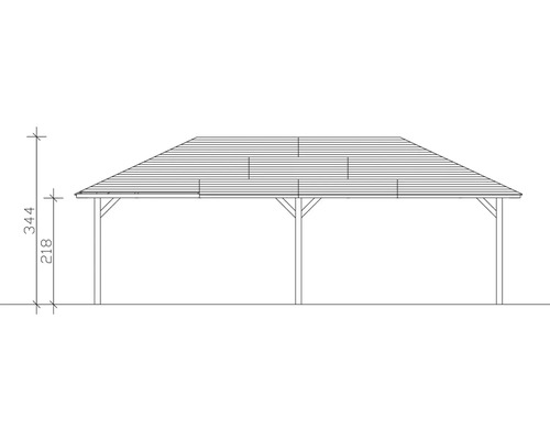 Dessin technique d''un pavillon avec dimensions