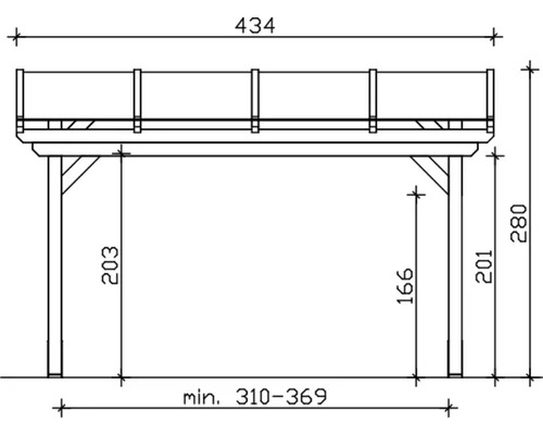Dessin technique d''une terrasse en bois avec dimensions