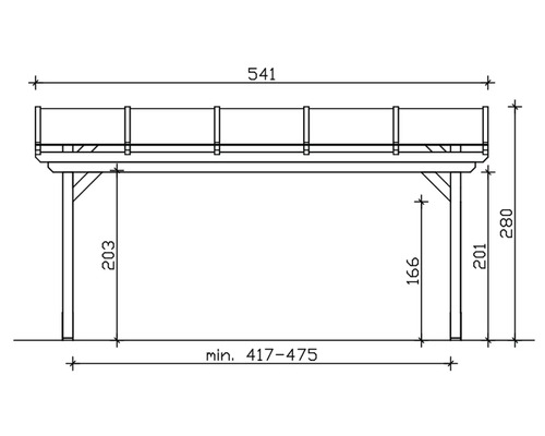 Dessin technique d''un pavillon avec dimensions