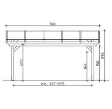 Schéma technique d''une terrasse en bois avec dimensions