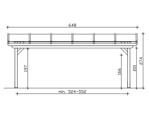 Dessin technique d''une pergola avec indications de dimensions