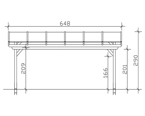 Dessin technique d''un pavillon en bois avec dimensions