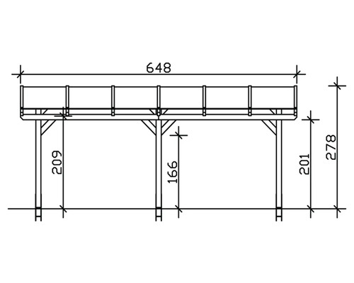 Schéma technique d''une cabane de jardin avec indications de dimensions