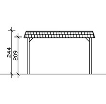Dessin technique d''un carport avec indications de hauteur