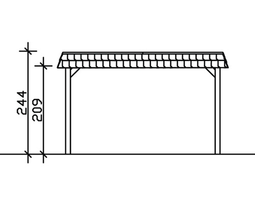 Dessin technique d''un carport avec indications de hauteur