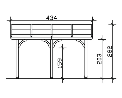 Dessin technique d''un pavillon de jardin avec dimensions.
