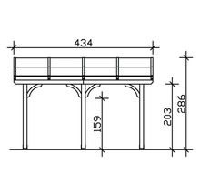 Schéma technique d''une construction en bois avec dimensions