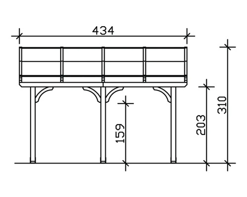 Dessin technique d''une terrasse en bois avec dimensions