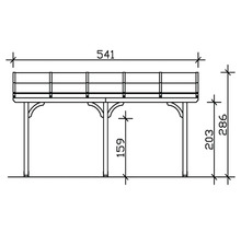 Dessin technique d''une terrasse en bois avec dimensions.