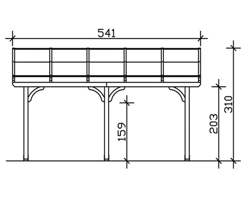 Dessin technique d''une terrasse en bois avec dimensions