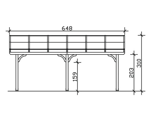 Dessin technique d''une construction avec les dimensions 648, 310 et 159.