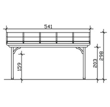 Technische Zeichnung einer Pergola mit Maßen