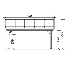 Dessin technique d''une pergola avec dimensions