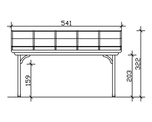 Dessin technique d''une pergola avec dimensions