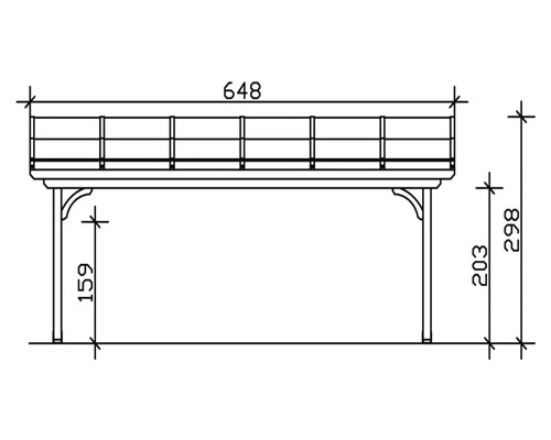 Dessin technique d''un pavillon de jardin avec dimensions.
