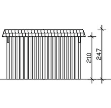 Dessin technique d''un abri de jardin avec indications de taille