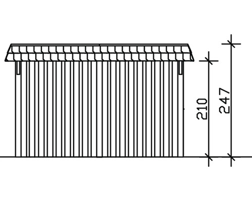 Dessin technique d''un abri de jardin avec indications de taille