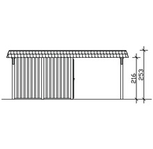 Dessin technique d''une cabane de jardin avec indication de la hauteur