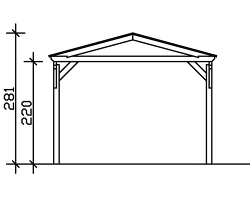Schéma d''un pavillon avec indication de la hauteur