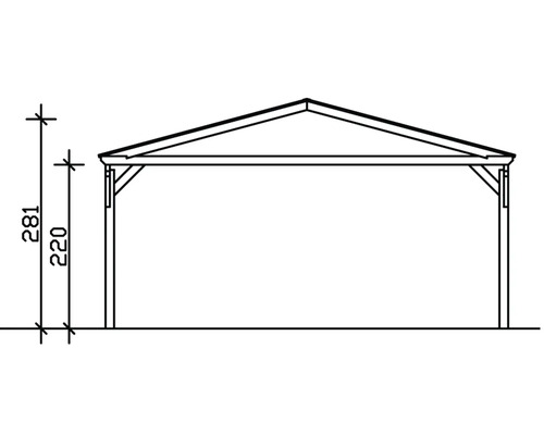 Dessin technique d''un carport avec indications de hauteur de 281 cm et 220 cm.