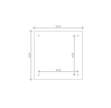 Schéma technique d''une plaque de dimensions 504 x 504 millimètres avec trous de forage
