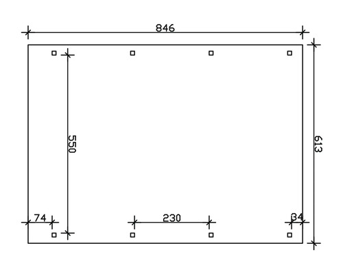 Dessin technique avec cotes d''une pièce rectangulaire : 846 mm de large et 613 mm de haut.