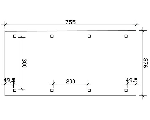 Dessin technique avec cotes d''un objet rectangulaire avec trous de forage.