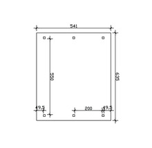 Schéma technique avec dimensions : longueur 541, largeur 635, profondeur 550 et entraxes des trous.