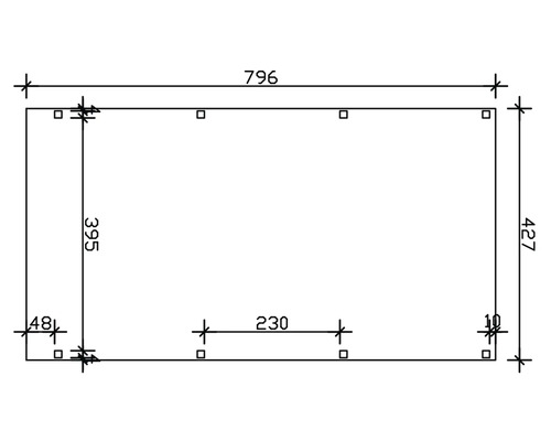 Dessin technique avec dimensions 796, 395, 427, 48, 230, 10
