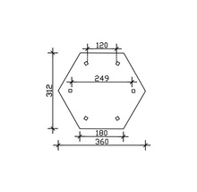 Schéma technique d''une plaque de base hexagonale avec dimensions