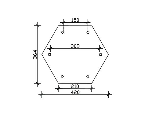 Schéma technique d''une plaque hexagonale avec dimensions
