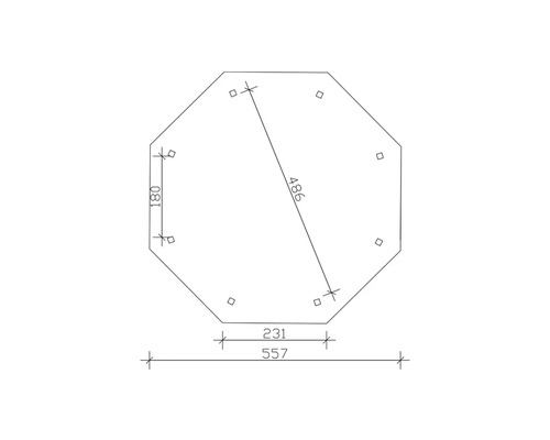 Dessin technique d''un octogone avec indications de dimensions