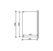 Schéma technique d''une étagère mesurant 450 et 434 de haut et 237 et 259 de profondeur.