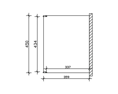 Dessin technique d''une étagère mesurant 450 x 359 millimètres.