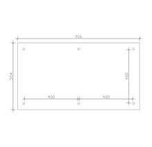 Dessin technique avec dimensions : largeur 916 millimètres, hauteur 504 millimètres, espacement des trous de fixation 400 millimètres.