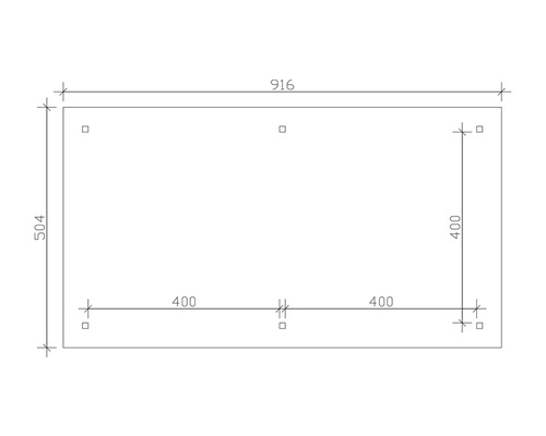 Dessin technique avec dimensions : largeur 916 millimètres, hauteur 504 millimètres, espacement des trous de fixation 400 millimètres.