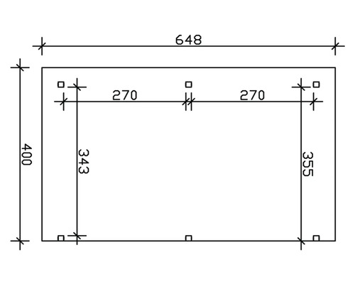 Dessin technique avec cotes pour un rectangle d''une largeur de 648 millimètres et d''une hauteur de 400 millimètres