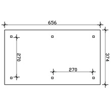 Technische Zeichnung mit Maßangaben 656 x 374 mm