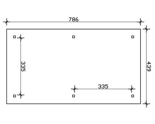 Dessin technique avec cotes : 786 et 439, ainsi que 335.