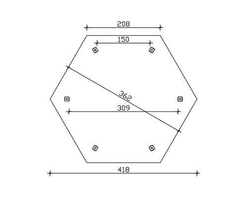 Dessin technique d''un hexagone avec dimensions
