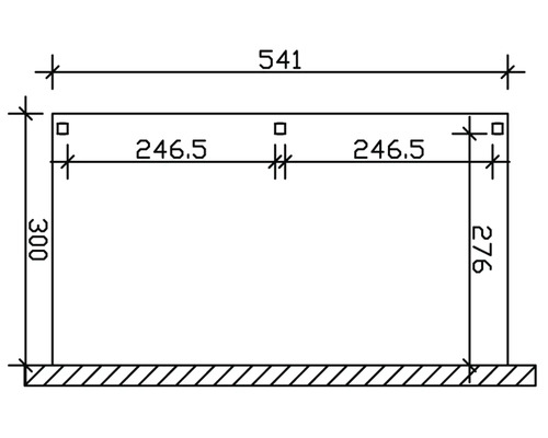 Technische Zeichnung eines Rahmens mit Maßangaben.