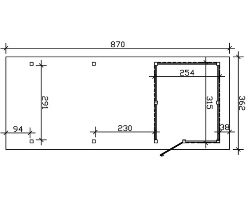 Plan d''un abri de jardin avec indications de dimensions