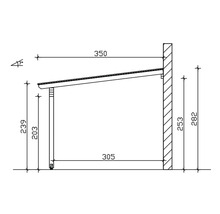 Dessin technique d''un carport avec dimensions.