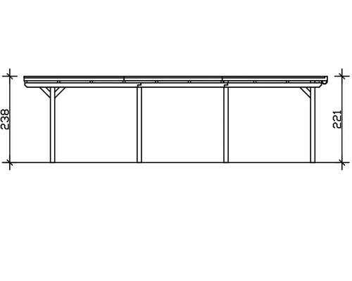 Dessin technique d''un carport avec indication de la hauteur