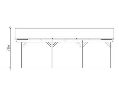 Dessin technique d''un pavillon en bois avec indication de hauteur 326.
