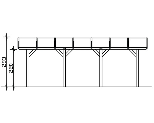 Dessin technique d''une terrasse en bois avec les dimensions 220 et 293