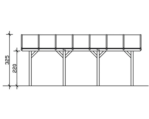 Schéma d''une terrasse en bois surélevée avec dimensions
