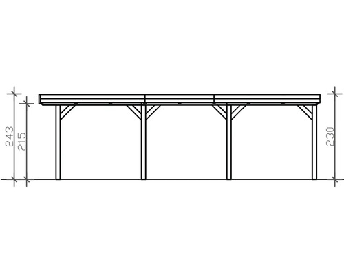 Dessin technique d''un carport avec indication des hauteurs.