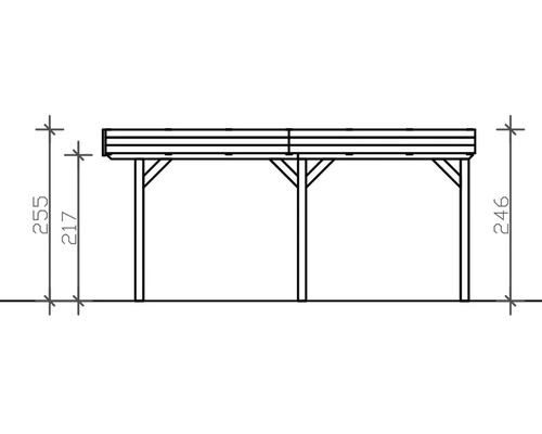 Dessin technique d''un pavillon avec indications de dimensions